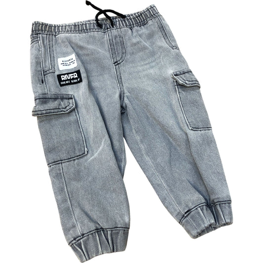 River Island Baby Cargo Pants 100 Cotton Grey Casual Trousers 12-18 Months