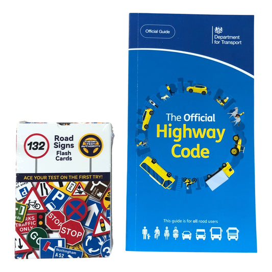 Premium Driving Theory Test Kit 132 Road Signs Flash Cards & Highway Code Guide