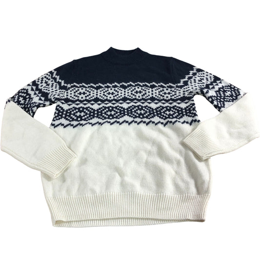 Ben Sherman Men's Small Regular Fit Sweater Navy Ivory Fair Isle Pattern