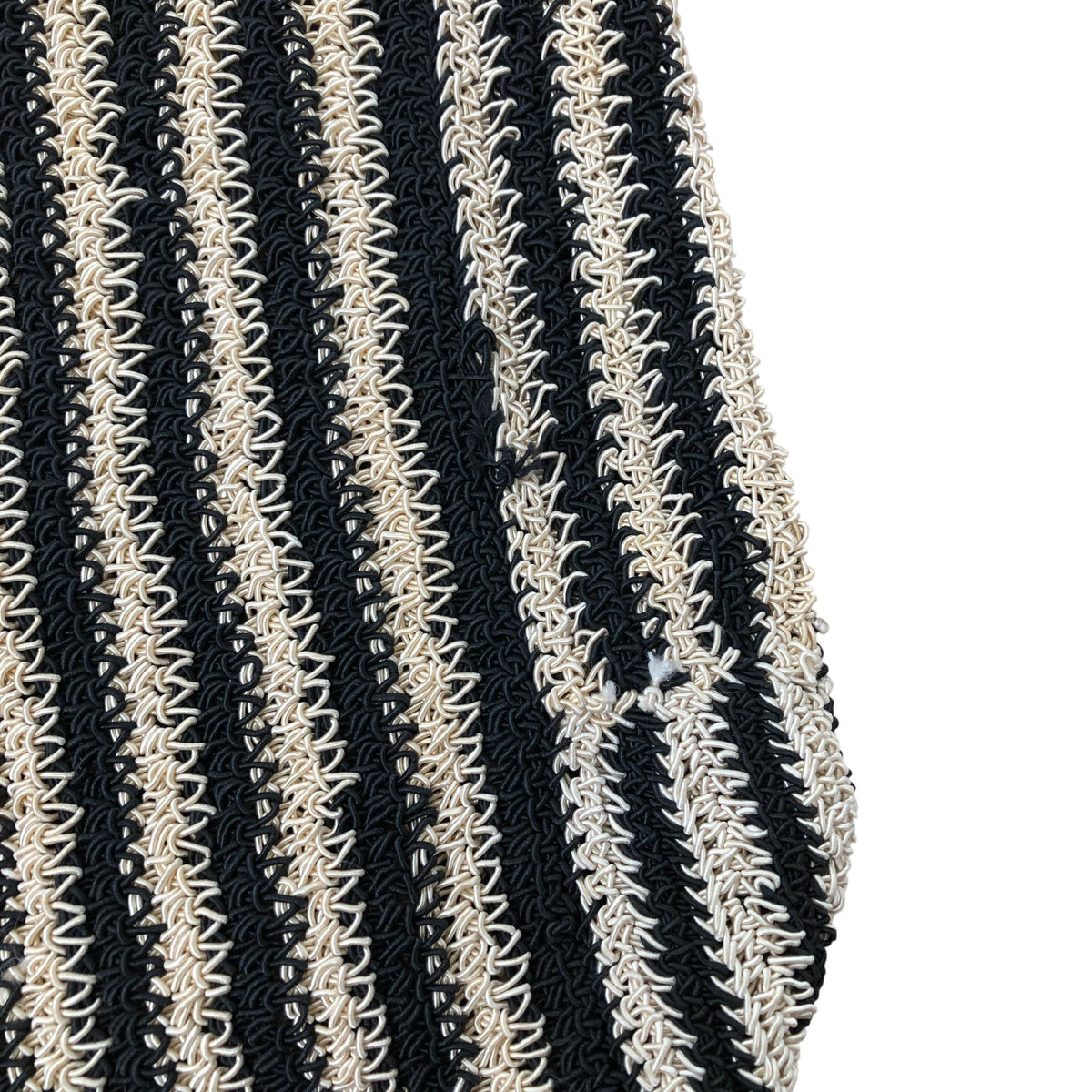 Macrame Sling Striped Shoulder Bag Women's Casual Tote Bag Black Cream