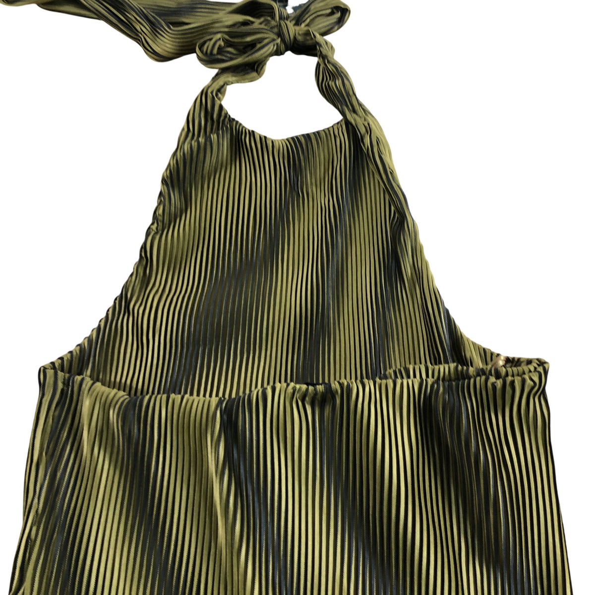River Island Halter Neck Dress UK Small Women's Pleated Green