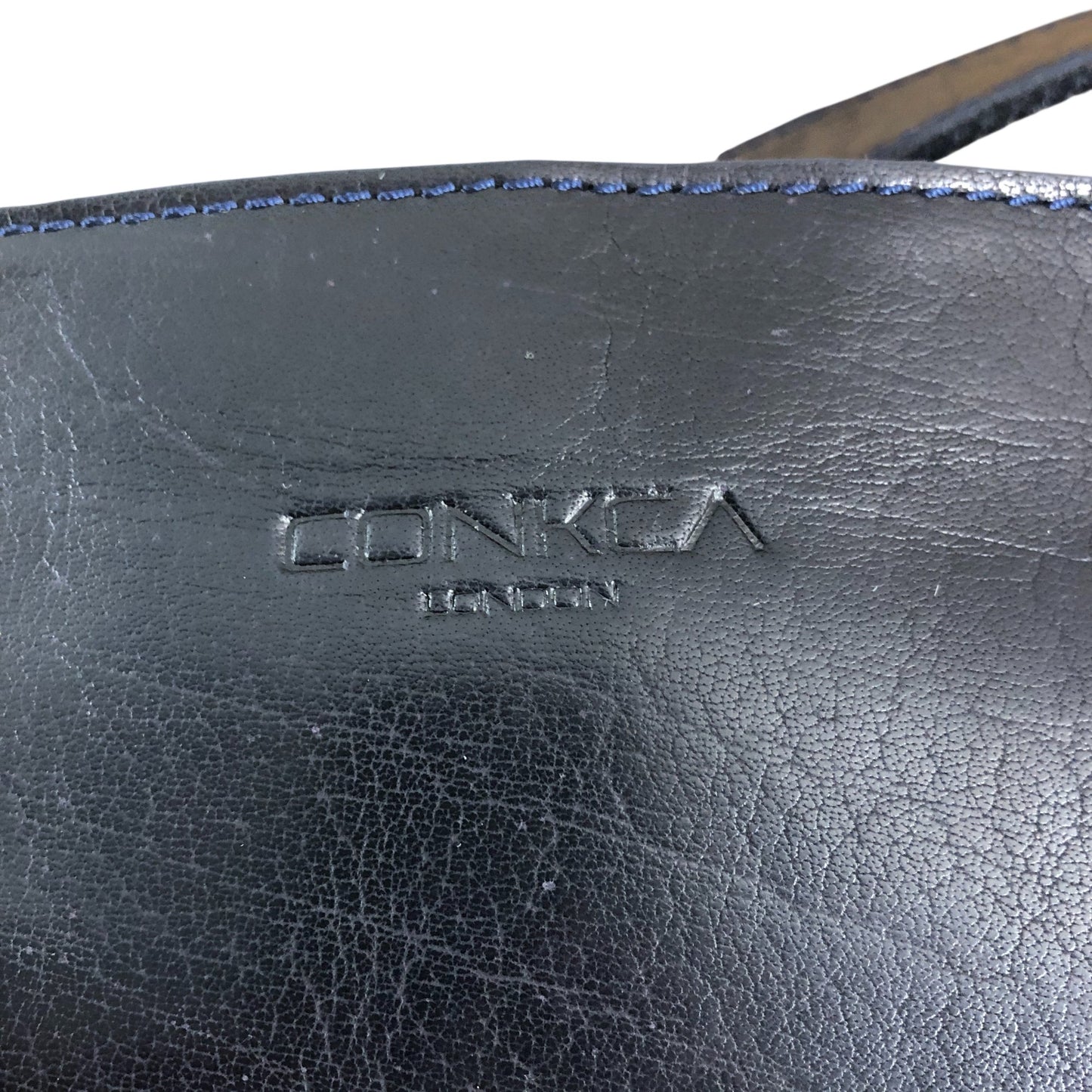 Conka Leather Shoulder Bag Women Navy Blue Multi Pocket Stylish Handbag