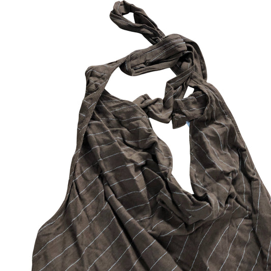 River Island Halter Neck Top UK16 Women's Brown Striped Viscose Blend