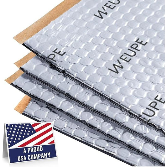 W'EUPE Butyl Sound Deadening Mat 50 Mil 9 Pack Easy To Use Reduce Noise Silver