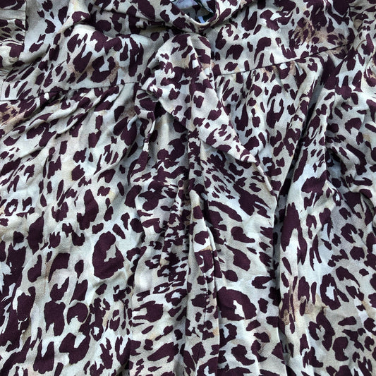 Baukjen Animal Print Blouse Size UK8 Women's Long Sleeve Viscose Top