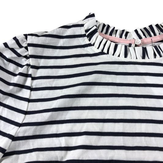 Boden Navy/White Striped Frill Detail Long Sleeve Top - Size 12
