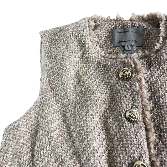 River Island Beige Sleeveless Jacket Size 8 Women's