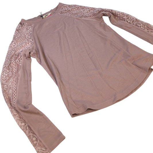 River Island UK8 Women's Long Sleeve Top with Lace Panels in Dusty Pink