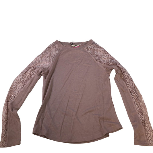 River Island UK8 Women's Long Sleeve Top with Lace Panels in Dusty Pink