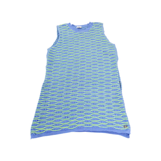 River Island Kids Tank Top UK9-10 Years Blue Green Striped Sleeveless Dress