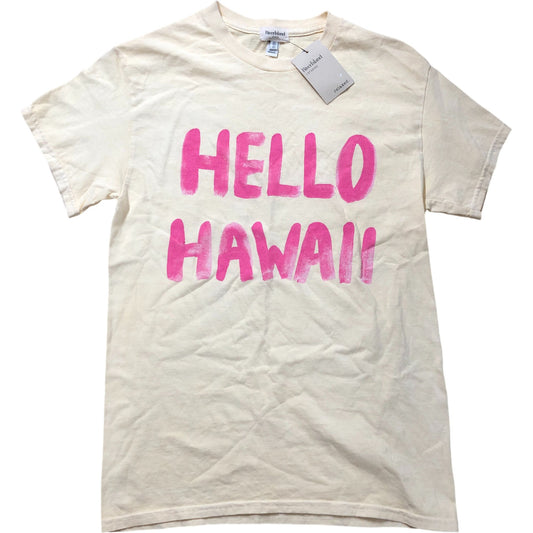 River Island Hello Hawaii T-Shirt UK XS Women's Cotton Yellow Pink Print