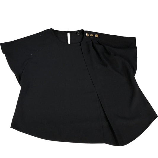 River Island UK12 Women's Black Short Sleeve Top with Button Detail
