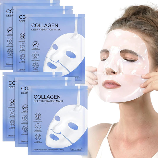 YECUCE Collagen Deep Hydration Mask 6 Pack Advanced Skincare Probiotic Blend