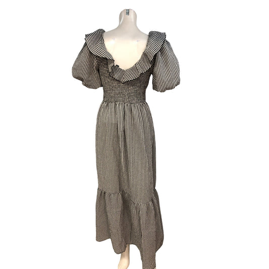 River Island Women's Black and White Gingham Maxi Dress Size M