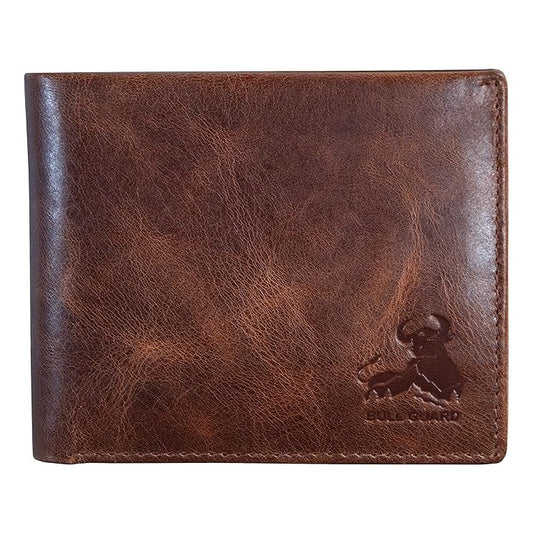 Bull Guard Leather RFID Blocking Bifold Wallet With Coin Pocket Forest Brown