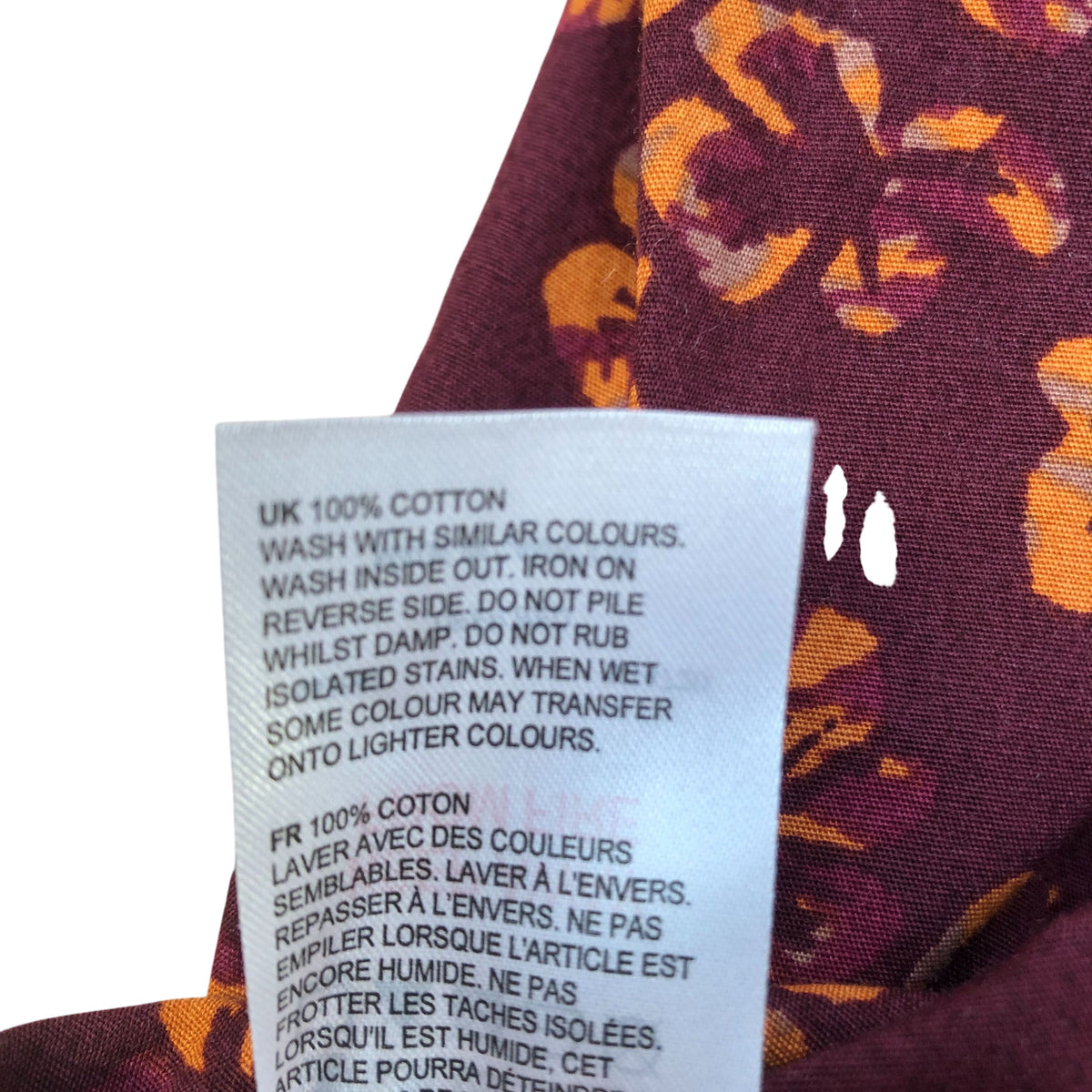 Floral Casual Shirt Men's Long Sleeve Burgundy Size M