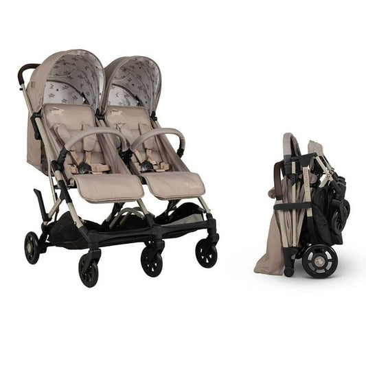 Cosatto Yo Double Twin Stroller Baby Buggy Sand Beige Lightweight Travel
