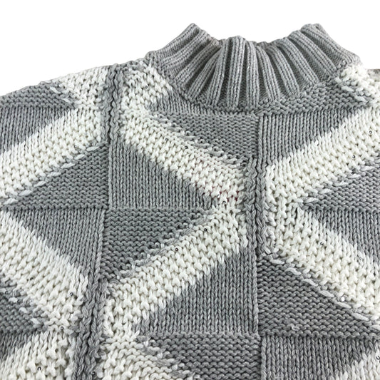 Branded Grey Sequin Diamond Jumper - Size 8-10