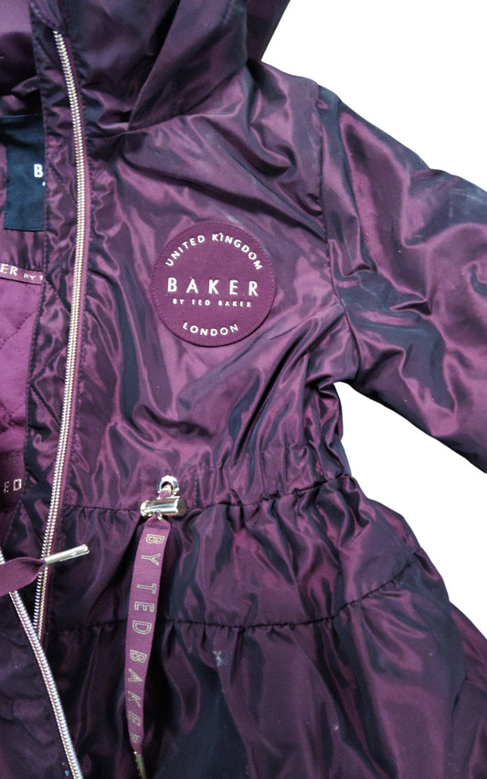 Baker By Ted Baker Age 6 Girls Quilted Jacket Burgundy Hooded Outerwear