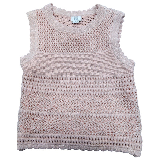 River Island Pink Crochet Knit Jumper UK7-8 Years Girls Sleeveless Top