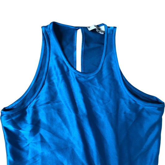 Maxi Dress Women Blue Sleeveless Flowy Elegant Casual Size 4 Petite