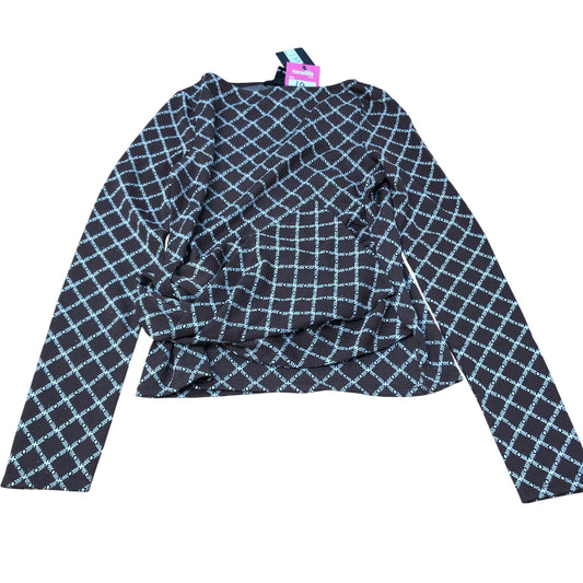 River Island Long Sleeve Top Size 10 Women's Brown Check Pattern Style