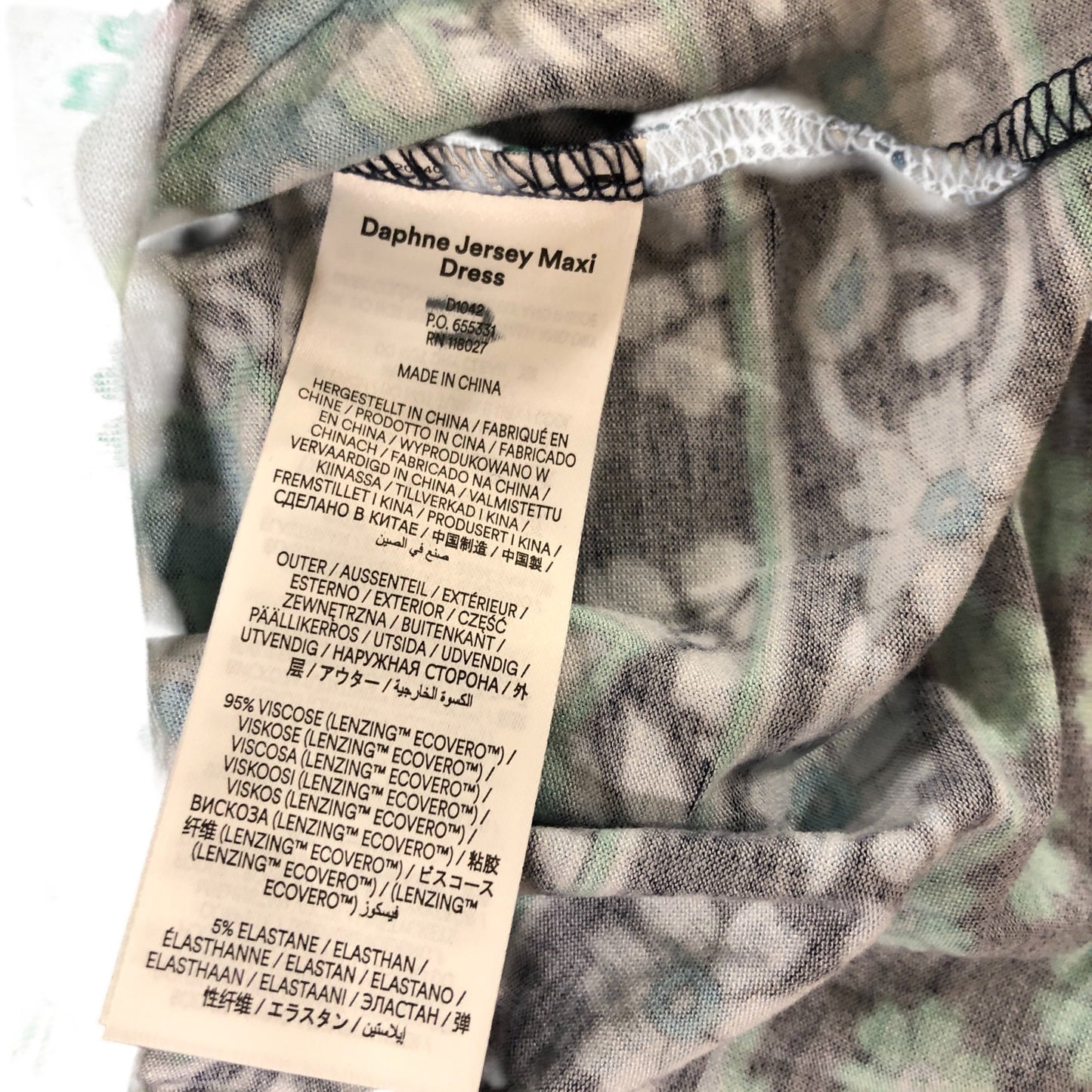 Boden Daphne Jersey Maxi Dress Women's Floral Long Sleeve Blue Green Size 6