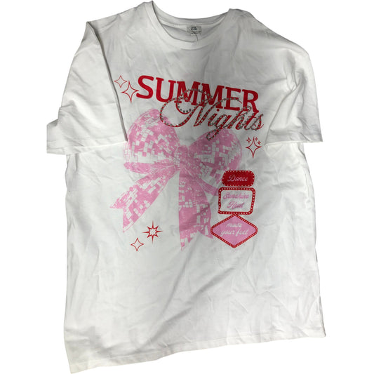River Island Summer Nights T Shirt Kids 5-6 Years White Pink Casual Top