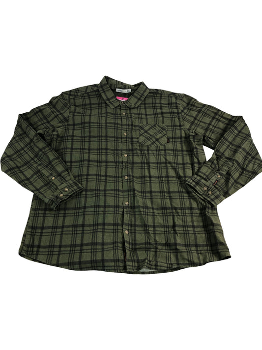TOKYO LAUNDRY Check Shirt XXL Men's Casual Green Flannel Long Sleeve Top