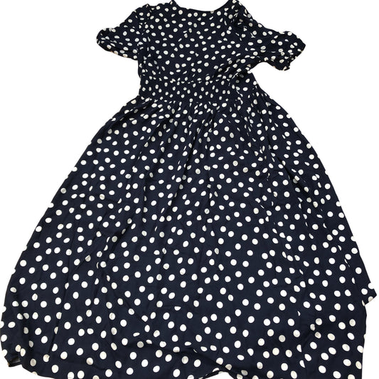 Baukjen Polka Dot Midi Dress UK12 Women's Viscose Navy White Casual Style