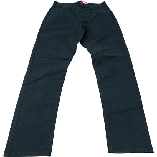Chinos UK Size 30R Men's Slim Fit Dark Green Cotton Blend Trousers