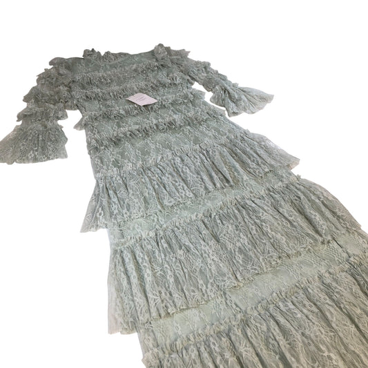BY MALINA Carmine Maxi Dress S Women's Pistachio Lace Frill Long Sleeve