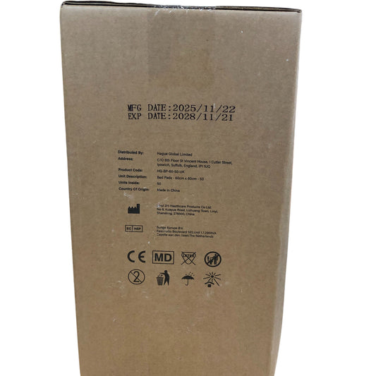 Pulp Bed Pads Super 60cm x 60cm 50 Pack Disposable Incontinence Aids