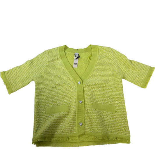 River Island Women's Cardigan Size 6 Lemon Yellow Short Sleeve Knitted Top