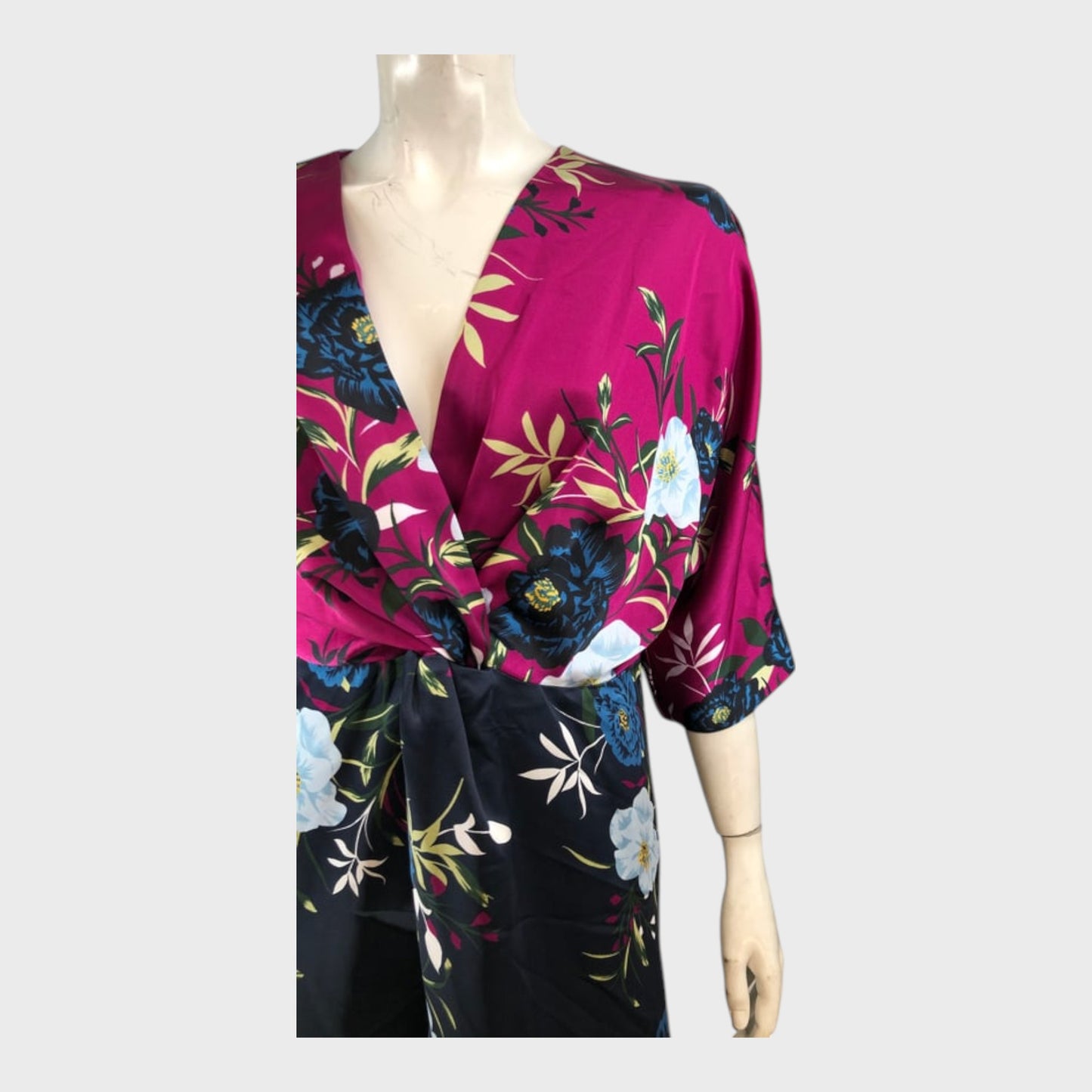 Branded Pink and Navy floral Kimono Midi Dress