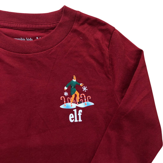 Kids Long Sleeve T-Shirt 5-6 Years Red Elf 'Son of a Nutcracker' Design Top
