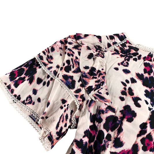 Love And Roses UK14 Women's Pink Animal Print Blouse Short Sleeve Soft Fabric