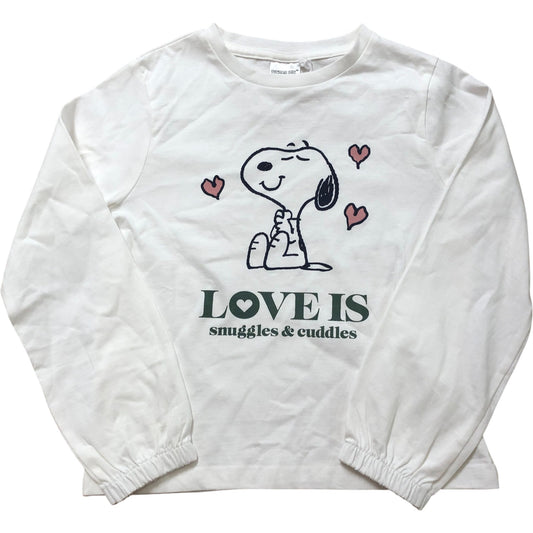 Cyrillus x Peanuts Snoopy Long Sleeve T-Shirt 8 Years Kids White Love Is Graphic