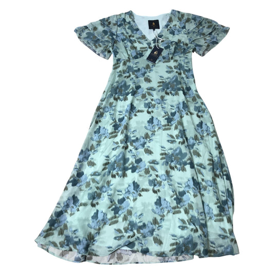 Crew Clothing Henley Royal Regatta Floral Dress Size 12 Short Sleeve Soft Green