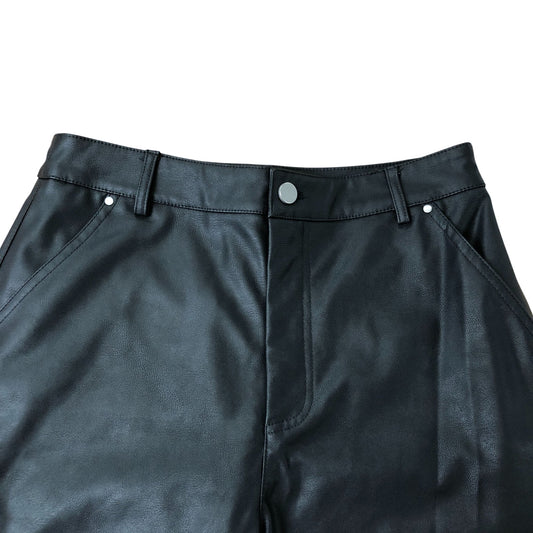 River Island Women's Black Trousers Faux Leather High Waist Cropped Size 8