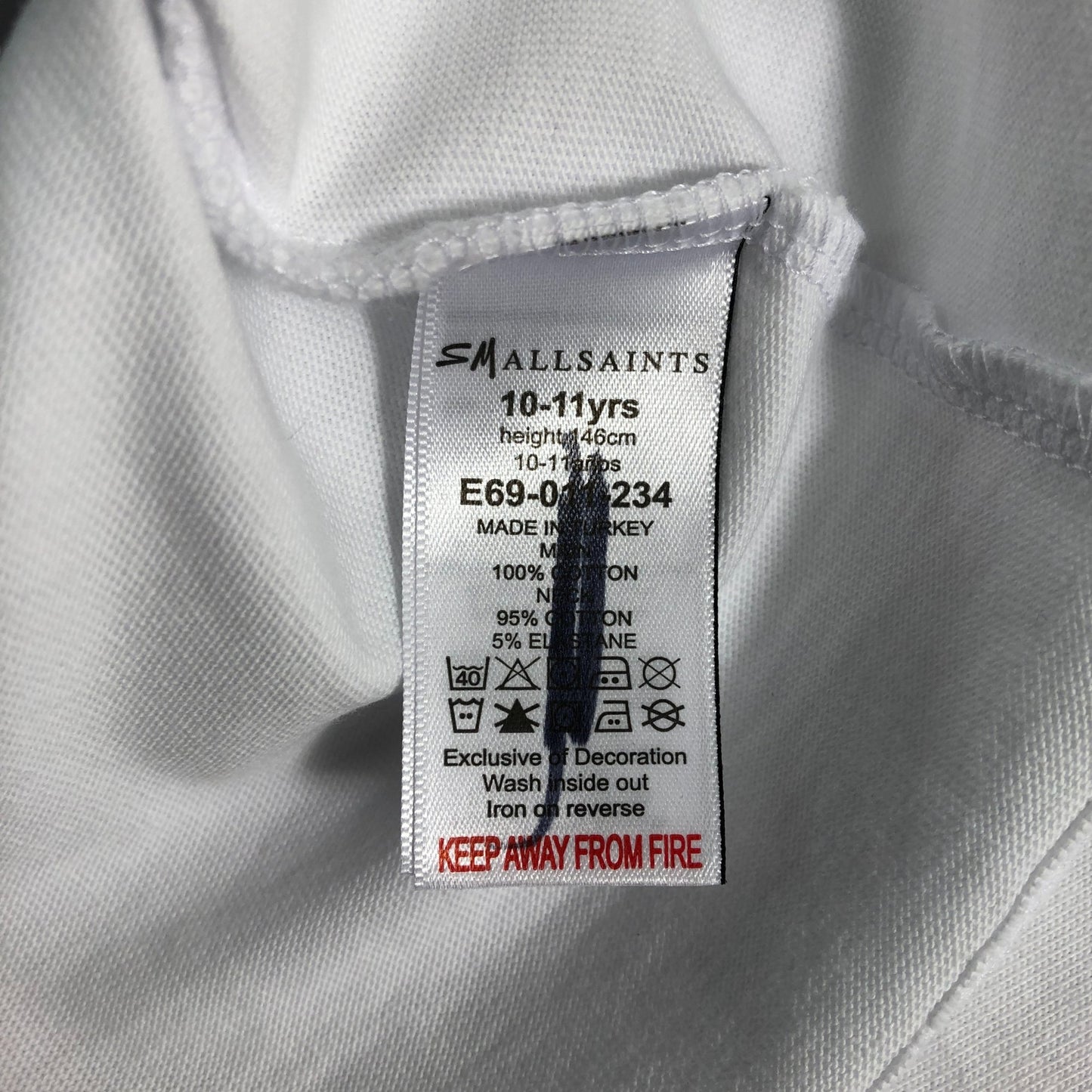 AllSaints White T-Shirt 10-11 Years Boys Lime Logo Cotton Short Sleeve Top