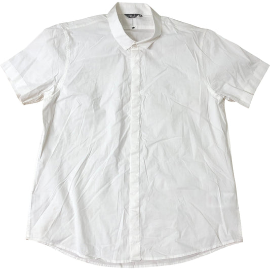 Fluid XXL Short Sleeve Shirt Men's White Casual Cotton Blend Top