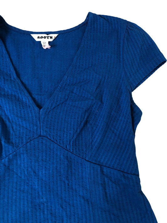 Women's Cap Sleeve Blue Dress Stretchy Casual Fit Summer UK12