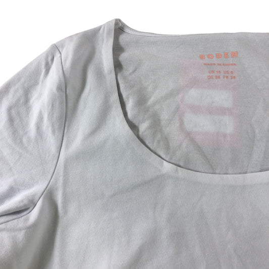 Boden White Short Sleeve Scoop Neck T-Shirt - Size 10