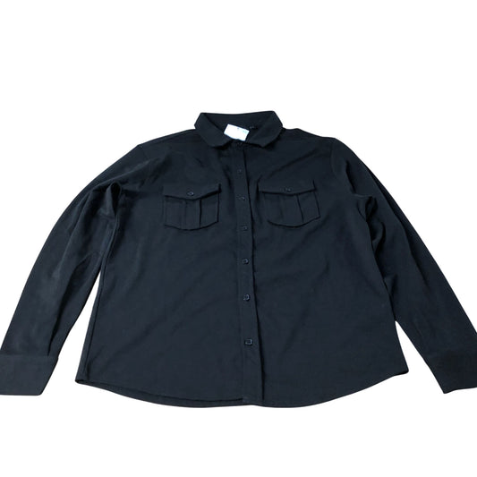Enzo Milano Men's Long Sleeve Button Up Shirt Black with Pockets Large