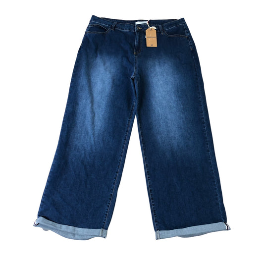 Brakeburn Wide Leg Jeans Women's Dark Blue Denim Size 18