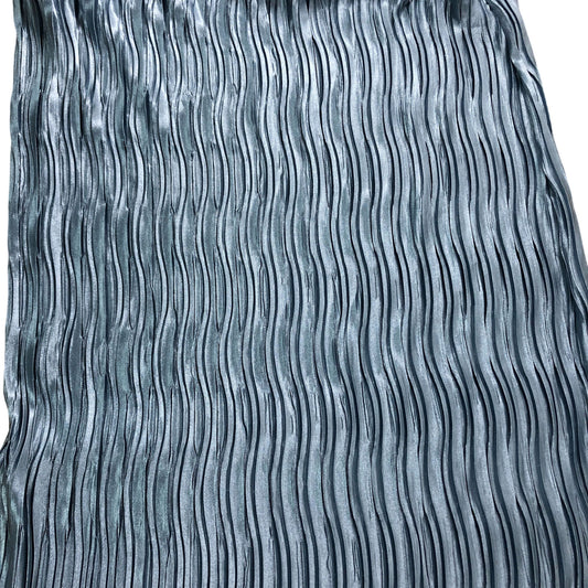 River Island Pleated Midi Skirt UK12 Women's Blue 100% Polyester Wave Pattern