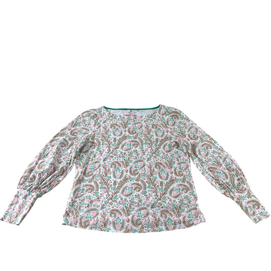 Pink/Green Paisley Long Sleeve Top - Size 12