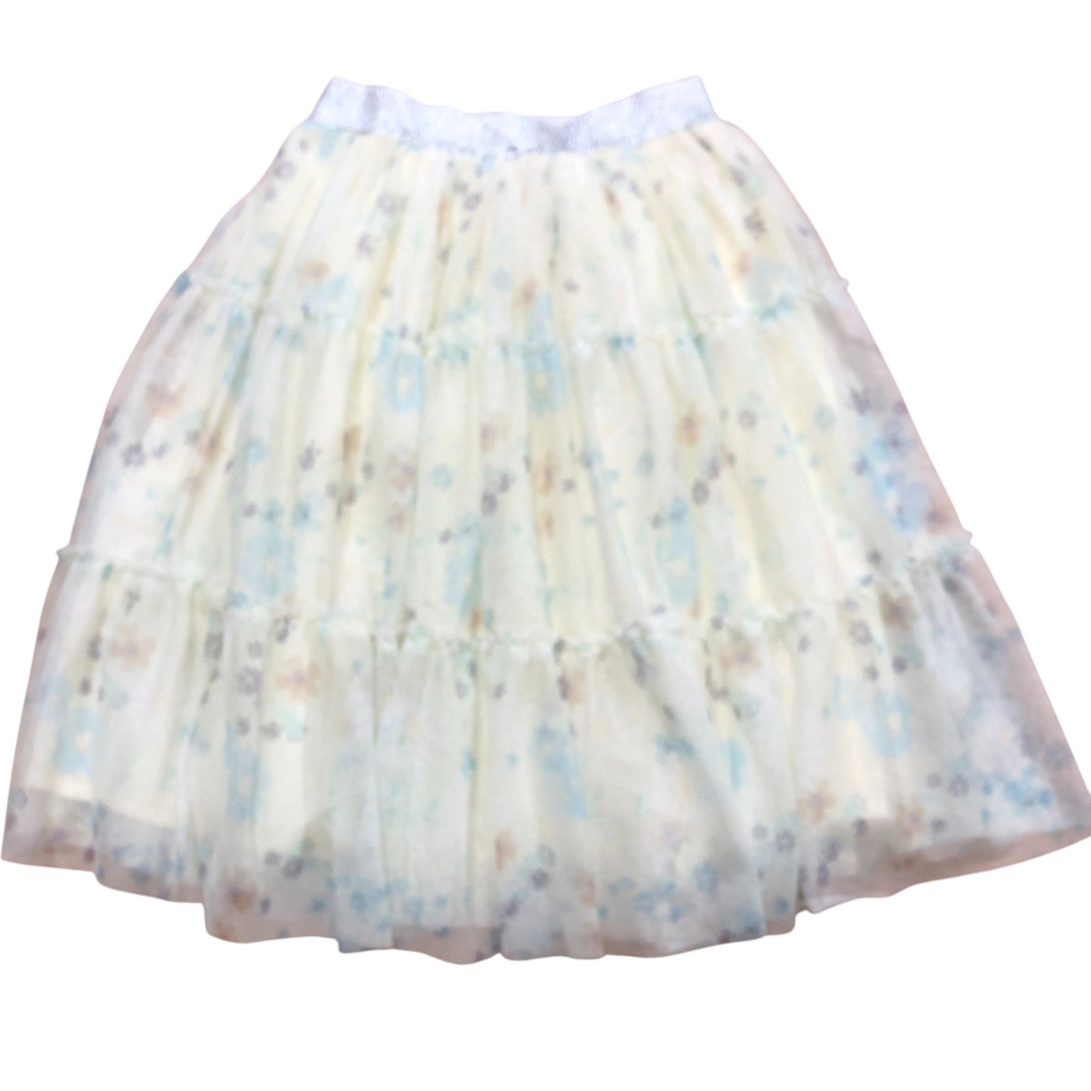 Girls Yellow Floral Layered Tulle Skirt Size 10 Years