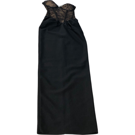 River Island Women's Bodycon Dress UK8 Black Lace Detail Long Evening